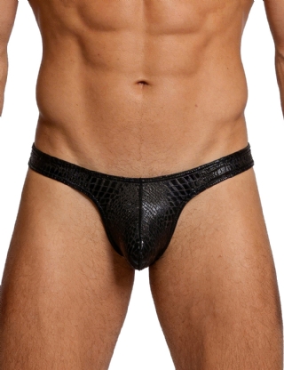 Black Sexy Snakeskin Pattern Men Thong