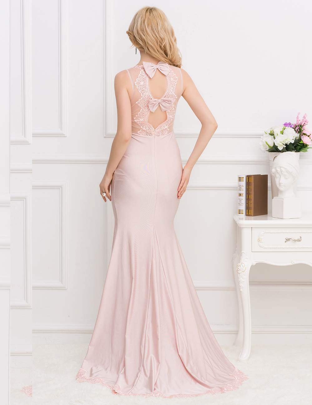 Elegant Pink Transparent Gauze Evening Dress Ohyeahlady