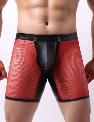 Men‘s Pants With 5 Points Mesh Low-waist perspective Exposed Hips