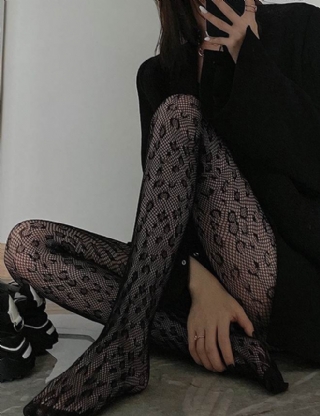 Black  Sexy Leopard Fishnet Pantyhose