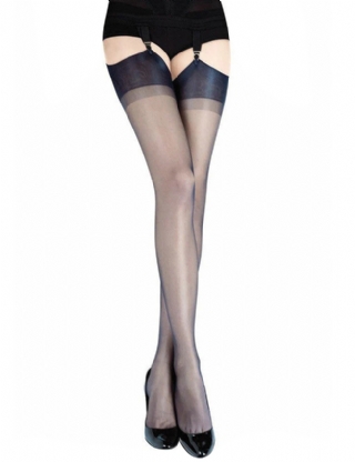 Black wide Brimmed Ribbed  Stockings