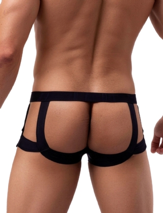 Black Patent Leather Mesh Sexy Low Waist Men Jockstrap