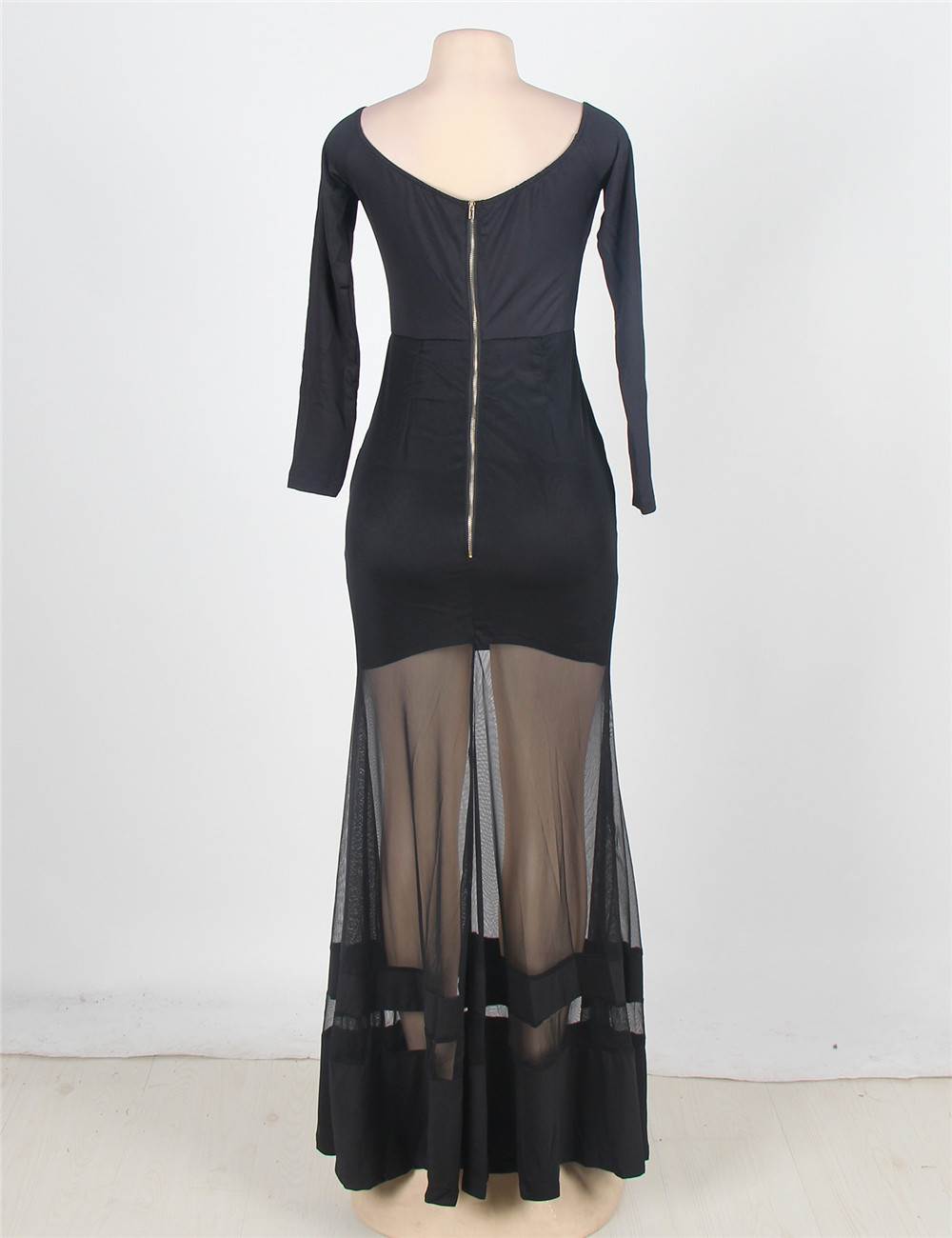 black dress with clear sleeves