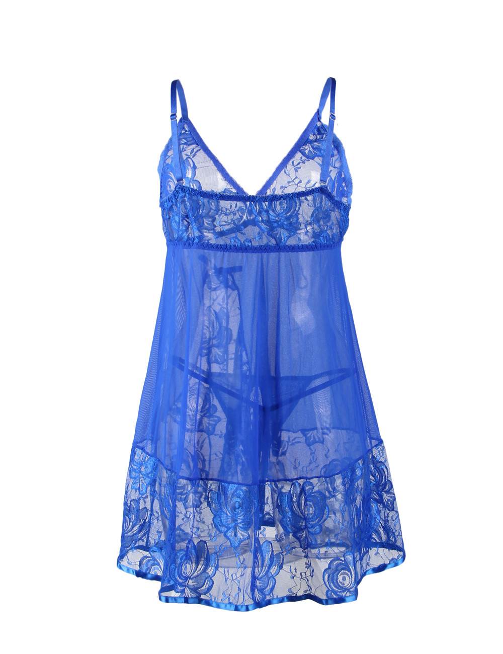 Hot Sale Floral Soft Lace Apron Chemise With Thong