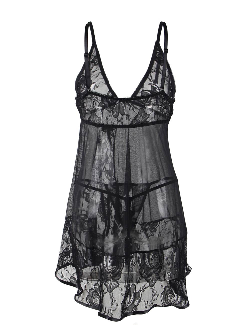 Floral Soft Lace Apron Chemise With Thong | Ohyeahlady