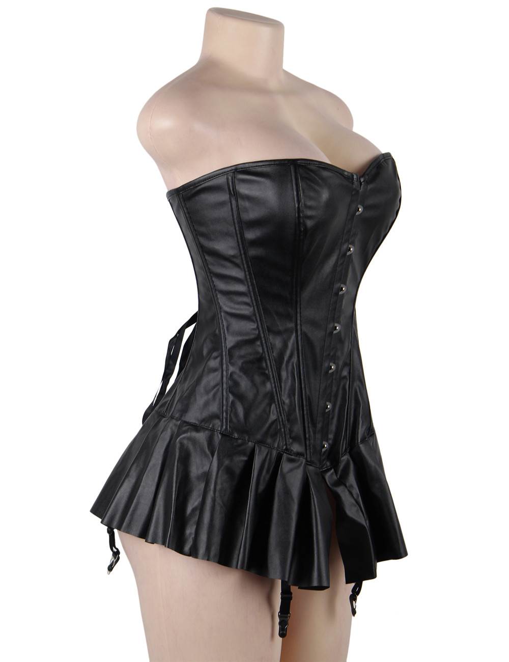 Plus Size Faux Leather Corset Mini Dress Ohyeah