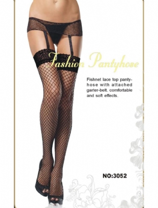 Fishnet Lace Top Pantyhose with Garter Belt